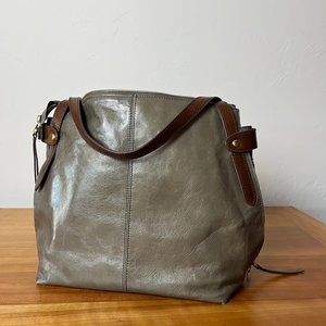 HOBO brand green leather top handle bag.